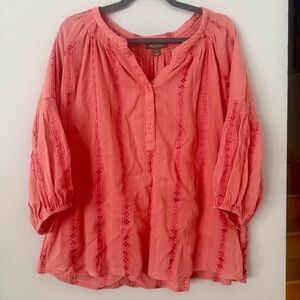 🌻Style & Co. Coral Peasant Blouse